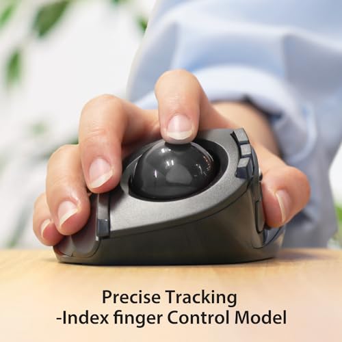 ELECOM DEFT Trackball Maus, 2.4GHz Drahtlos, Fingergesteuert, 8-Tasten-Funktion, Ergonomisches Design mit 34mm Glatter Kugel, Für PC/Laptop, Kompatibel mit Windows 11/MacOS, Modell M-DT2DRBK Bild 4