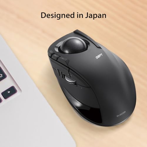 ELECOM DEFT Trackball Maus, 2.4GHz Drahtlos, Fingergesteuert, 8-Tasten-Funktion, Ergonomisches Design mit 34mm Glatter Kugel, Für PC/Laptop, Kompatibel mit Windows 11/MacOS, Modell M-DT2DRBK Bild 6