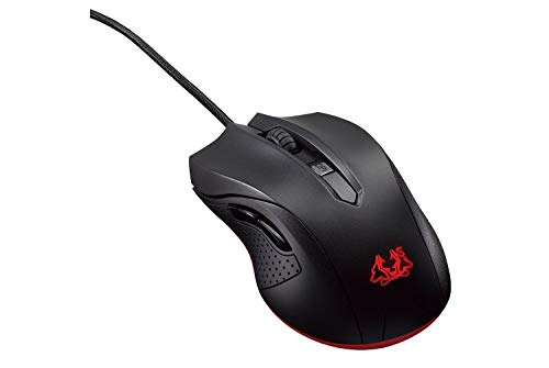 Asus Cerberus Gaming Maus (USB, 6 Tasten, 2.500 dpi, 1000Hz, rot beleuchtet, kabelgebunden) schwarz Bild 1