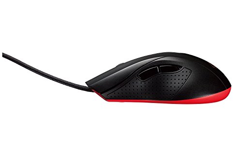 Asus Cerberus Gaming Maus (USB, 6 Tasten, 2.500 dpi, 1000Hz, rot beleuchtet, kabelgebunden) schwarz Bild 2