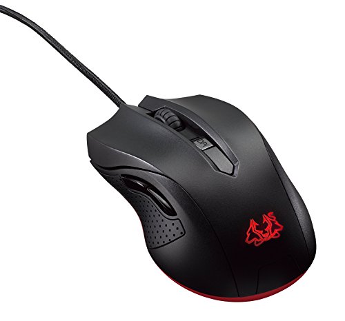Asus Cerberus Gaming Maus (USB, 6 Tasten, 2.500 dpi, 1000Hz, rot beleuchtet, kabelgebunden) schwarz Bild 3