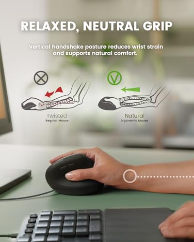 Perixx PERIMICE-508 Programmierbare Ergonomische Maus -Vertikal - Schnurgebunden - 1000/1600 dpi - Ideal gegen Maus-und Tennisarm Bild 2