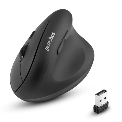 Perixx PERIMICE-608 Programmierbare Ergonomische Maus - Vertikales Design - 800/1200/1600 dpi - Kabellos, 10914, Schwarz, Kabellos - Funk 2,4GHz Bild 1