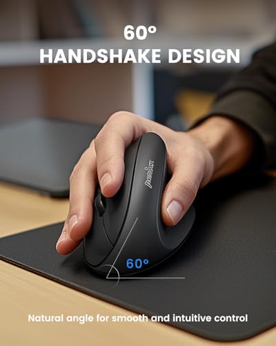 Perixx PERIMICE-608 Programmierbare Ergonomische Maus - Vertikales Design - 800/1200/1600 dpi - Kabellos, 10914, Schwarz, Kabellos - Funk 2,4GHz Bild 4