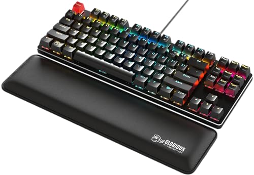 Glorious Gaming Padded Keyboard Wrist Rest (TKL, 17 mm stark) - gesteppte Ränder, glatte Stoffoberfläche, rutschfeste Gummibasis, mittlere Festigkeit, 360 x 100 x 17 mm - Schwarz Bild 5