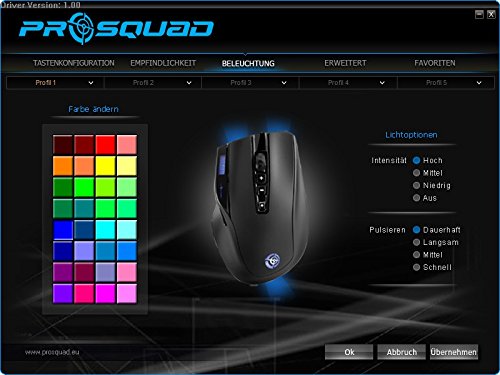 ProSquad SQ1600 USB Gaming Maus | 10 Tasten, 32 Farben, 11.750 FPS, 6000 DPI, inkl. LCD Display für PC Bild 6