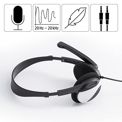 Hama PC Headset HS-P100 mit Mikrofon (Ultra leicht, On-Ear, Stereo, Lautstärkeregler am Kabel, 2 m Kabellänge, 3,5 mm Klinke) schwarz Bild 2