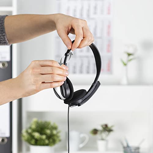 Hama PC Headset HS-P100 mit Mikrofon (Ultra leicht, On-Ear, Stereo, Lautstärkeregler am Kabel, 2 m Kabellänge, 3,5 mm Klinke) schwarz Bild 6