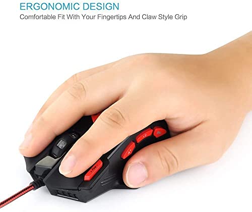 Zelotes T90 Qualität multi-modes LED-Lichtern, 9200 DPI Kabelgebundene USB-Gaming-Maus Computer-Mäuse für PC, Gewicht Tuning Set, Mac, 8 Tasten (schwarz) Bild 7