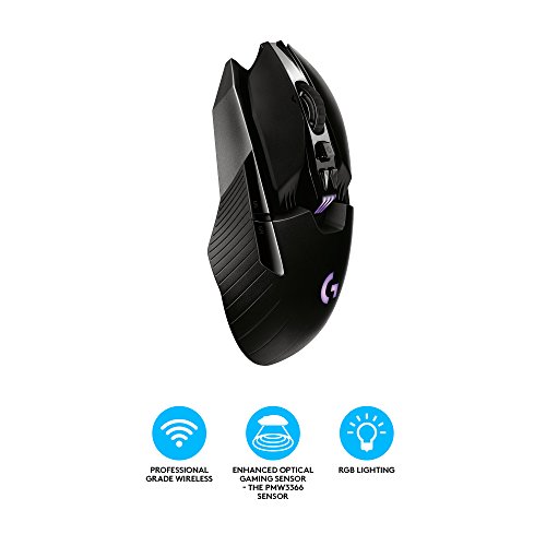 Logitech G900 Chaos Spectrum Wireless Gaming Maus, Kabellose 2.4GHz Verbindung mit USB-Empfänger, 12000 DPI Sensor, RGB-Beleuchtung, 6 Programmierbare Tasten, PC/Mac - Schwarz, Englische Verpackung Bild 5