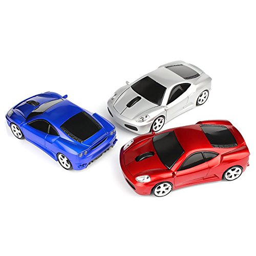 urchoiceltd 2017 2,4 GHz Wireless 3D 1600 DPI Sport Racing Auto-Form optische USB schnurlose Gaming Maus mit Scheinwerfer und Schwanz Tricks Dunkelblau Bild 6