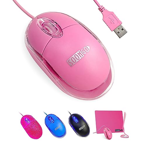 SOONGO Kabelgebundene Maus, Rosa Computermaus, Ergonomisches Design, 1,5 m USB-Kabel, kompatibel mit Laptops und Desktop-Computern, kompatibel zu Windows, Linux, Mac Bild 1