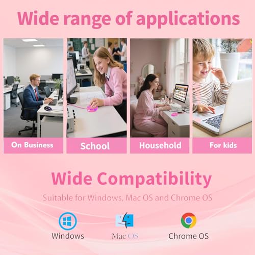 SOONGO Kabelgebundene Maus, Rosa Computermaus, Ergonomisches Design, 1,5 m USB-Kabel, kompatibel mit Laptops und Desktop-Computern, kompatibel zu Windows, Linux, Mac Bild 4