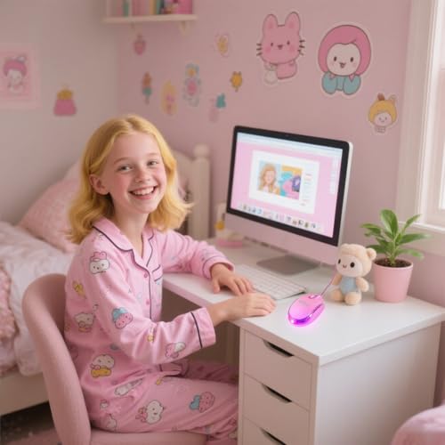 SOONGO Kabelgebundene Maus, Rosa Computermaus, Ergonomisches Design, 1,5 m USB-Kabel, kompatibel mit Laptops und Desktop-Computern, kompatibel zu Windows, Linux, Mac Bild 5