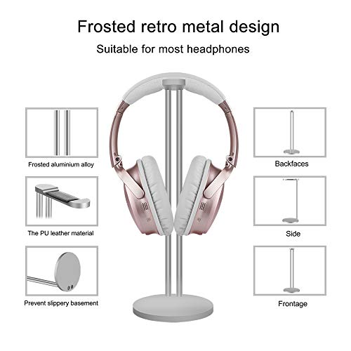 GEEKRIA Kopfhörer-Ständer, Aluminium-Legierung, Gaming-Headset-Kopfhörer-Halterung für Desktop-Headset-Halterung, Unterstützung für alle Kopfhörer-Größen (Silber) Bild 2