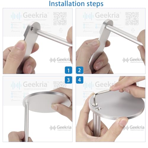 GEEKRIA Kopfhörer-Ständer, Aluminium-Legierung, Gaming-Headset-Kopfhörer-Halterung für Desktop-Headset-Halterung, Unterstützung für alle Kopfhörer-Größen (Silber) Bild 3