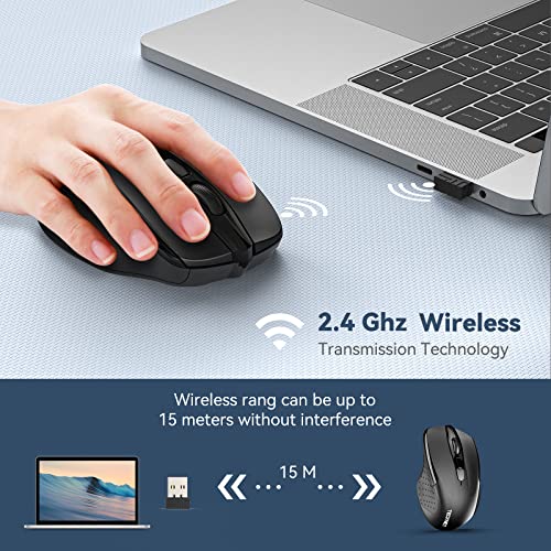 TECKNET Kabellose Maus Pro 2.4G 2600 DPI Wireless Maus 6 Tasten mit Nano Empfänger, 24 Monate Batterielaufzeit, 5 Einstellbare DPI-Pegel für PC Laptop iMac MacBook Microsoft Pro, Office Home Bild 2