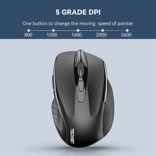 TECKNET Kabellose Maus Pro 2.4G 2600 DPI Wireless Maus 6 Tasten mit Nano Empfänger, 24 Monate Batterielaufzeit, 5 Einstellbare DPI-Pegel für PC Laptop iMac MacBook Microsoft Pro, Office Home Bild 4