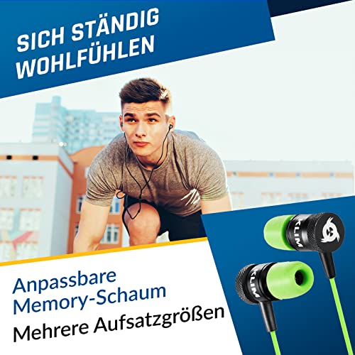 KLIM Fusion In-Ear-Kopfhörer mit Kabel & Mikrofon Hi-Fi, Memory-Schaum, 3,5 mm Klinke, Grün Bild 2