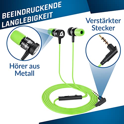 KLIM Fusion In-Ear-Kopfhörer mit Kabel & Mikrofon Hi-Fi, Memory-Schaum, 3,5 mm Klinke, Grün Bild 3