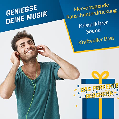 KLIM Fusion In-Ear-Kopfhörer mit Kabel & Mikrofon Hi-Fi, Memory-Schaum, 3,5 mm Klinke, Grün Bild 6