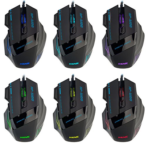 USB, RP-5100 6 Farbige LED-Gamingmaus, 7 Tasten, Scrollrad, Auflösung bis zu 7200 DPI Bild 5