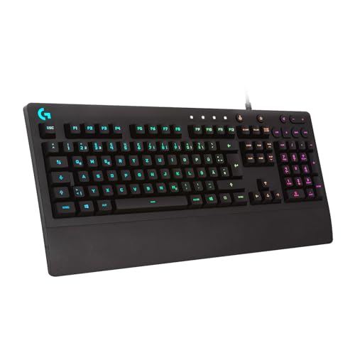Logitech G213 Prodigy Gaming-Tastatur, RGB-Beleuchtung, Programmierbare G-Tasten, Multi-Media Bedienelemente, Integrierte Handballenauflage, Spritzwassergeschützt, Deutsches QWERTZ-Layout - Schwarz Bild 1