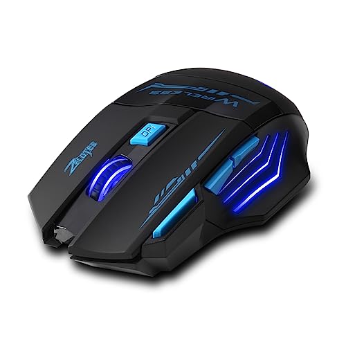 zelotes Kabellose Maus,4 DPI Einstellbar,7 Tasten,Energieeinsparung,2,4 GHz mit USB Empfänger,LED Beleuchtung,Ergonomisches Design,Gaming Maus Kabellos Funkmaus für PC, Mac, Laptop,Schwarz Bild 2