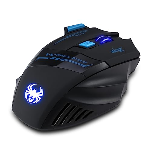 zelotes Kabellose Maus,4 DPI Einstellbar,7 Tasten,Energieeinsparung,2,4 GHz mit USB Empfänger,LED Beleuchtung,Ergonomisches Design,Gaming Maus Kabellos Funkmaus für PC, Mac, Laptop,Schwarz Bild 4