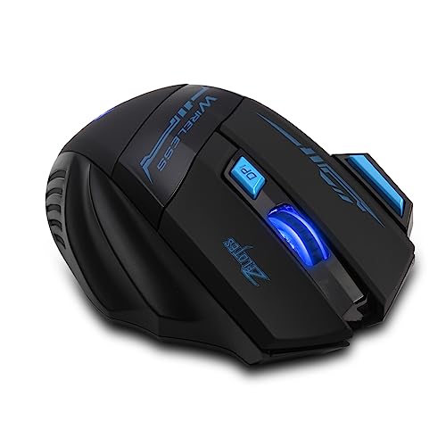 zelotes Kabellose Maus,4 DPI Einstellbar,7 Tasten,Energieeinsparung,2,4 GHz mit USB Empfänger,LED Beleuchtung,Ergonomisches Design,Gaming Maus Kabellos Funkmaus für PC, Mac, Laptop,Schwarz Bild 6