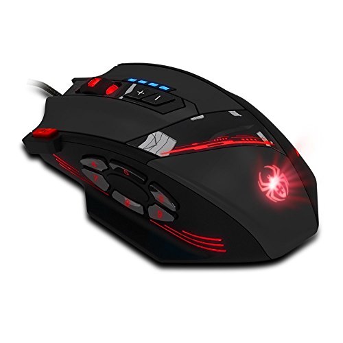 zelotes Gaming Maus,4000DPI,12 programmierbare Tasten,8 Gewichtsblöcke,Ergonomische Design,RGB Gamer Maus mit Kabel,für PC,Mac,Computer,Laptop,Schwarz Bild 2