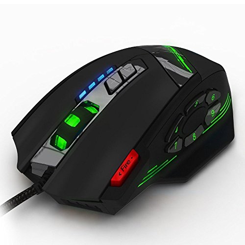 zelotes Gaming Maus,4000DPI,12 programmierbare Tasten,8 Gewichtsblöcke,Ergonomische Design,RGB Gamer Maus mit Kabel,für PC,Mac,Computer,Laptop,Schwarz Bild 3