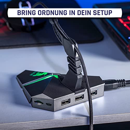 KLIM Bungee für die Gaming Maus - 3X USB 2.0 Hub - Multifunktionsprodukt - Hintergrundbeleuchtung - Mauskabelhalter für kabelgebundene Maus - Card Reader - Neue Bild 3