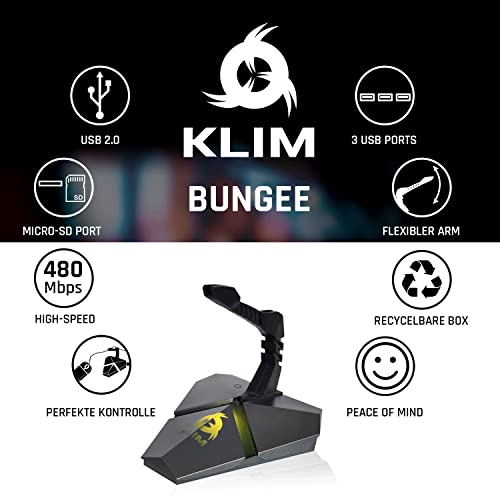 KLIM Bungee für die Gaming Maus - 3X USB 2.0 Hub - Multifunktionsprodukt - Hintergrundbeleuchtung - Mauskabelhalter für kabelgebundene Maus - Card Reader - Neue Bild 5