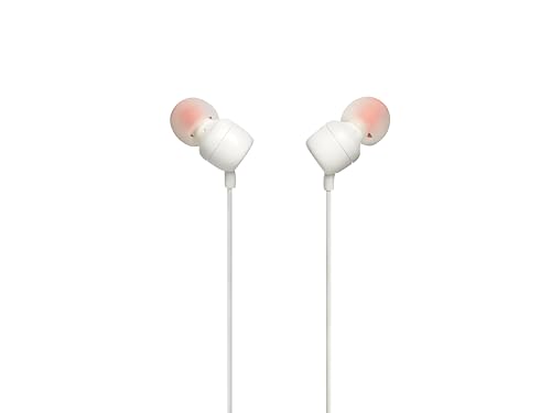 JBL Tune 110 – In-Ear Kopfhörer mit verwicklungsfreiem Flachbandkabel und Mikrofon in Weiß – Für grenzenlosen Musikgenuss mit der Pure Bass Sound Technologie Bild 1