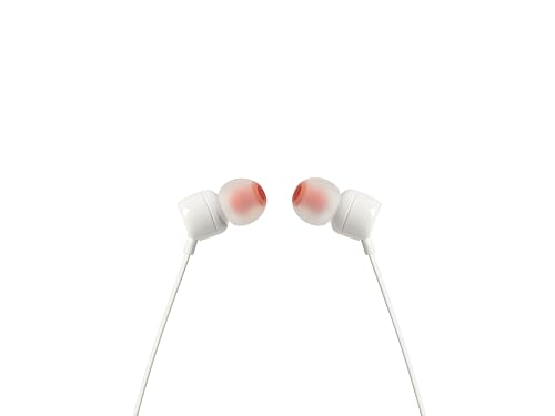 JBL Tune 110 – In-Ear Kopfhörer mit verwicklungsfreiem Flachbandkabel und Mikrofon in Weiß – Für grenzenlosen Musikgenuss mit der Pure Bass Sound Technologie Bild 2