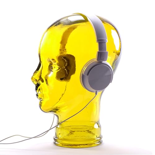 DESIGN DELIGHTS KOPFHÖRERSTÄNDER | Glas, Transparent Gelb | Deko Kopf, Glaskopf, Headset Halter, Retro Kopfhörer Ständer, Headset Halterung, Gaming Disyplayständer Bild 2