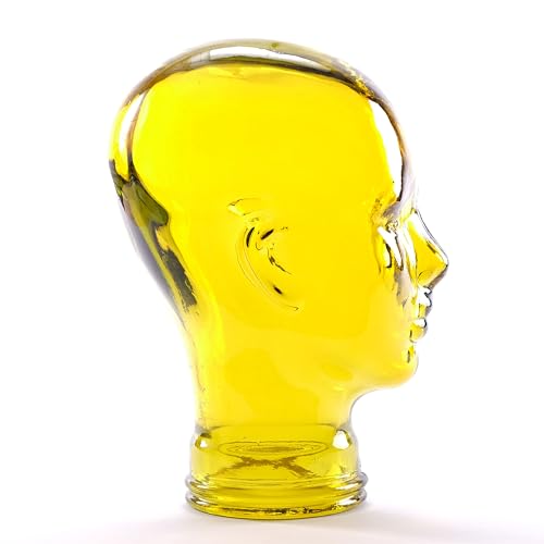 DESIGN DELIGHTS KOPFHÖRERSTÄNDER | Glas, Transparent Gelb | Deko Kopf, Glaskopf, Headset Halter, Retro Kopfhörer Ständer, Headset Halterung, Gaming Disyplayständer Bild 4