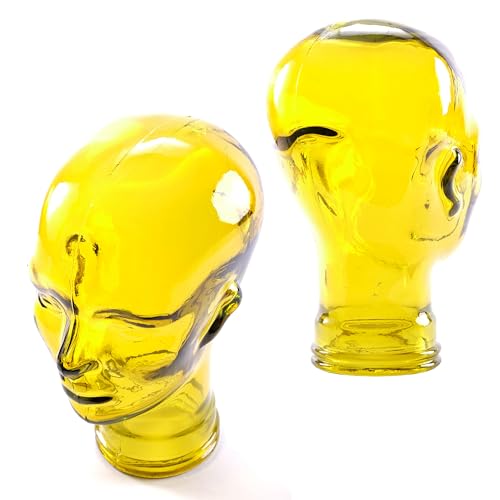 DESIGN DELIGHTS KOPFHÖRERSTÄNDER | Glas, Transparent Gelb | Deko Kopf, Glaskopf, Headset Halter, Retro Kopfhörer Ständer, Headset Halterung, Gaming Disyplayständer Bild 5