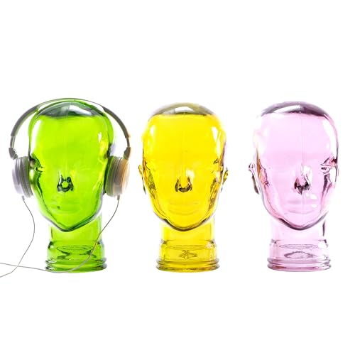 DESIGN DELIGHTS KOPFHÖRERSTÄNDER | Glas, Transparent Gelb | Deko Kopf, Glaskopf, Headset Halter, Retro Kopfhörer Ständer, Headset Halterung, Gaming Disyplayständer Bild 6