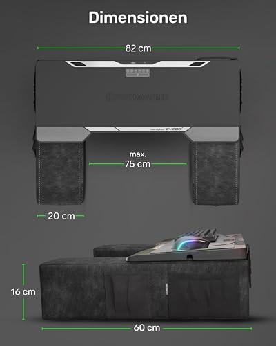 Couchmaster CYCON³ Black HORIZONLIGHT Bar, ergonomischer Gaming Laptoptisch für Couch, Sofa und Bett, Laptop Tisch mit USB Hub für PC, PS4/5, Xbox One/Series X und Laptops Bild 2