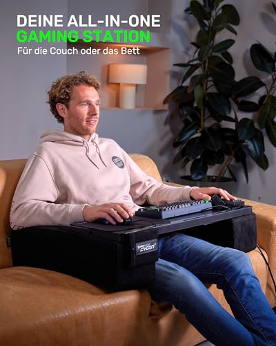 Couchmaster CYCON³ Black HORIZONLIGHT Bar, ergonomischer Gaming Laptoptisch für Couch, Sofa und Bett, Laptop Tisch mit USB Hub für PC, PS4/5, Xbox One/Series X und Laptops Bild 3