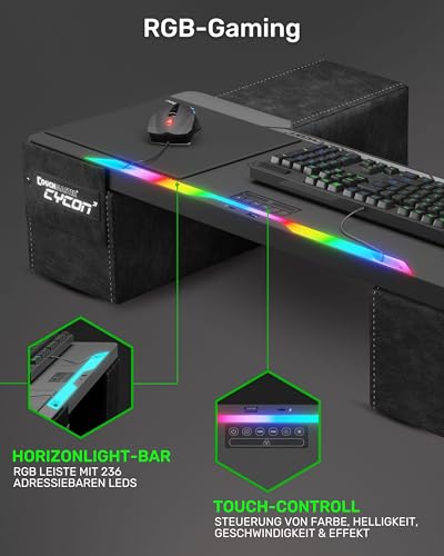 Couchmaster CYCON³ Black HORIZONLIGHT Bar, ergonomischer Gaming Laptoptisch für Couch, Sofa und Bett, Laptop Tisch mit USB Hub für PC, PS4/5, Xbox One/Series X und Laptops Bild 6