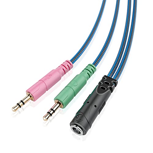 ENVEL Headset Audio Splitter y Adapter Klinke 3,5 mm Mikrofon Kopfhörer 4 Polig Kabel aux Splitter 1 auf 2 3,5 Buchse auf Doppel 3,5 Klinkenstecker für Desktop,Laptop,PS4,Xbox One,Smartphone Bild 2