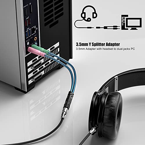 ENVEL Headset Audio Splitter y Adapter Klinke 3,5 mm Mikrofon Kopfhörer 4 Polig Kabel aux Splitter 1 auf 2 3,5 Buchse auf Doppel 3,5 Klinkenstecker für Desktop,Laptop,PS4,Xbox One,Smartphone Bild 6