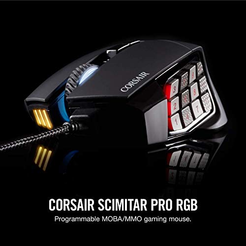 Corsair, USB, Scimitar Pro RGB – MMO Gaming Maus – 16.000 DPI optischer Sensor – 12 programmierbare Seitentasten – Schwarz Bild 2