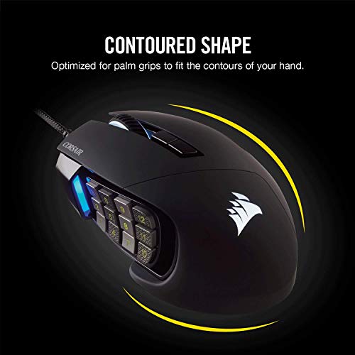 Corsair, USB, Scimitar Pro RGB – MMO Gaming Maus – 16.000 DPI optischer Sensor – 12 programmierbare Seitentasten – Schwarz Bild 5