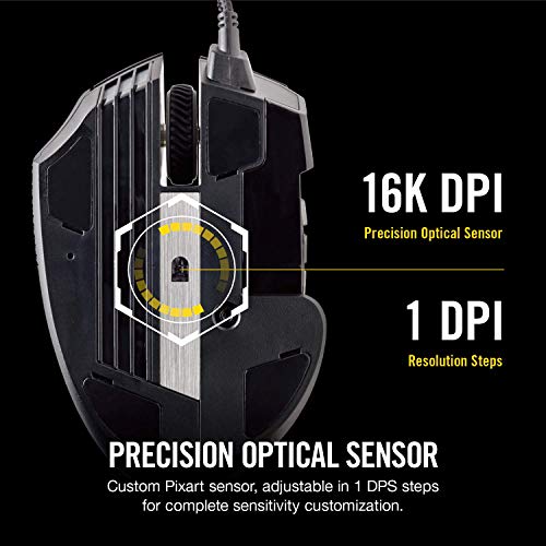 Corsair, USB, Scimitar Pro RGB – MMO Gaming Maus – 16.000 DPI optischer Sensor – 12 programmierbare Seitentasten – Schwarz Bild 6