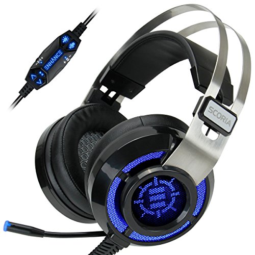 ENHANCE Scoria Headset mit Mikrofon mit 7.1 Surround-Sound - Gaming Headset, Bassvibration, Einstellbarer LED-Beleuchtung, Lautstärkeregelung und Einziehbarem Mikrofon - PS5, PS4, PC Bild 1
