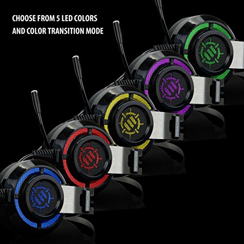 ENHANCE Scoria Headset mit Mikrofon mit 7.1 Surround-Sound - Gaming Headset, Bassvibration, Einstellbarer LED-Beleuchtung, Lautstärkeregelung und Einziehbarem Mikrofon - PS5, PS4, PC Bild 3